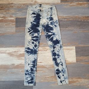 American Eagle Super Stretch Jeggings Tie Dye Blue White Size 2